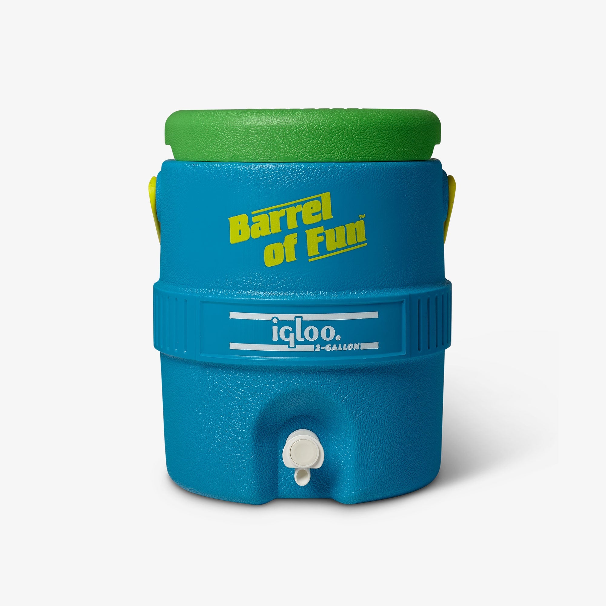 Retro Barrel of Fun 2 Gallon Jug U2 - Fiesta Blue - Front View