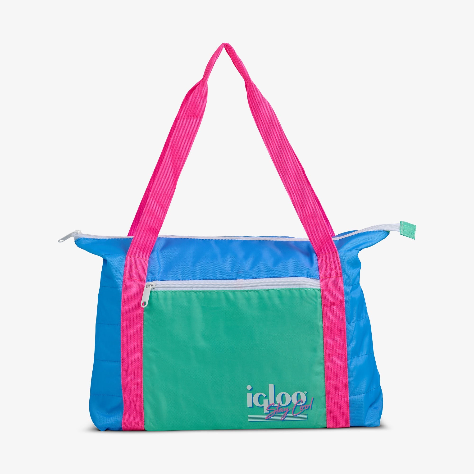 Retro Packable Puffer 20-Can Cooler Bag P3 - Carolina Blue - Front View