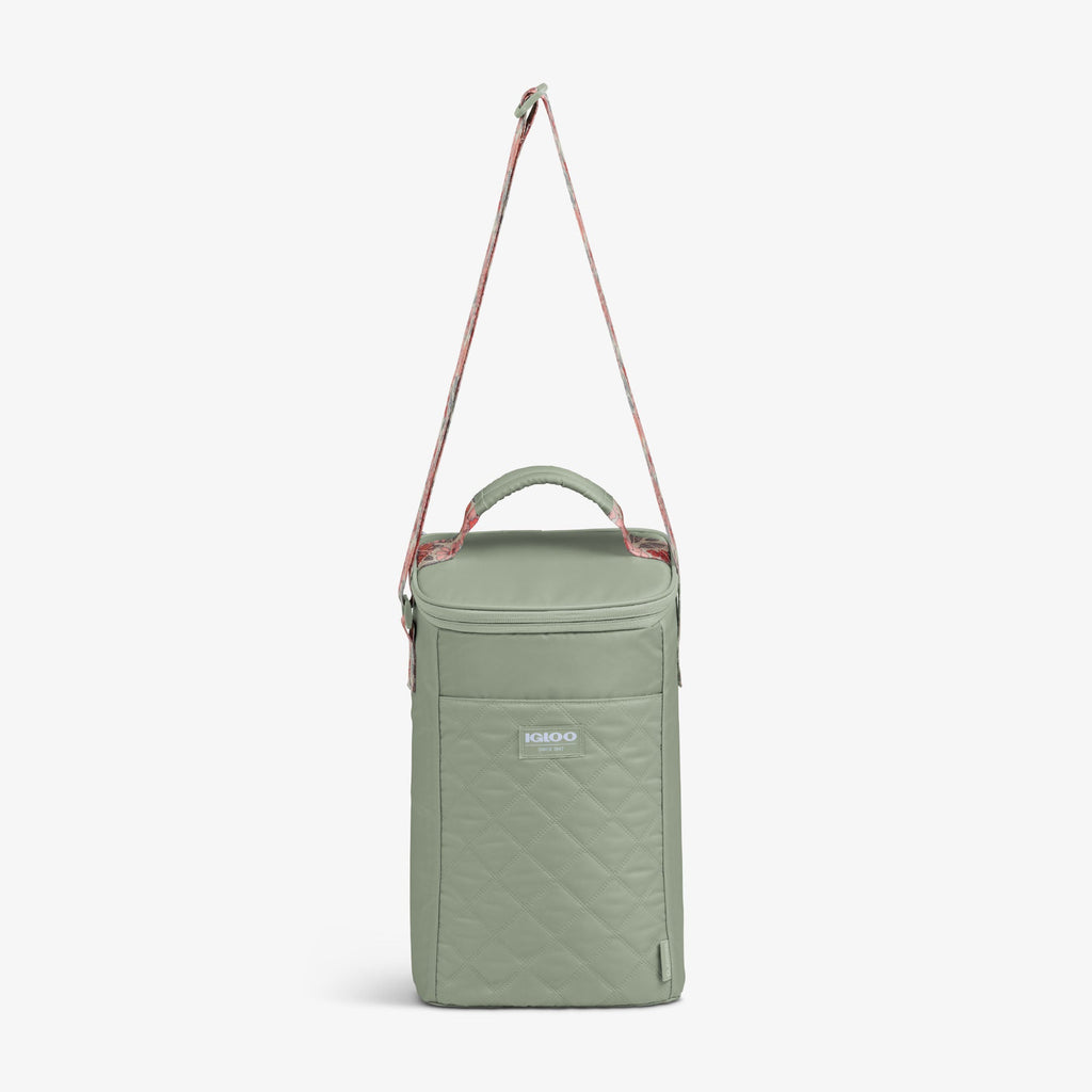 Floral MaxCold® DUO Vertical Crossbody Cooler Bag J6 - Sage - Strap View
