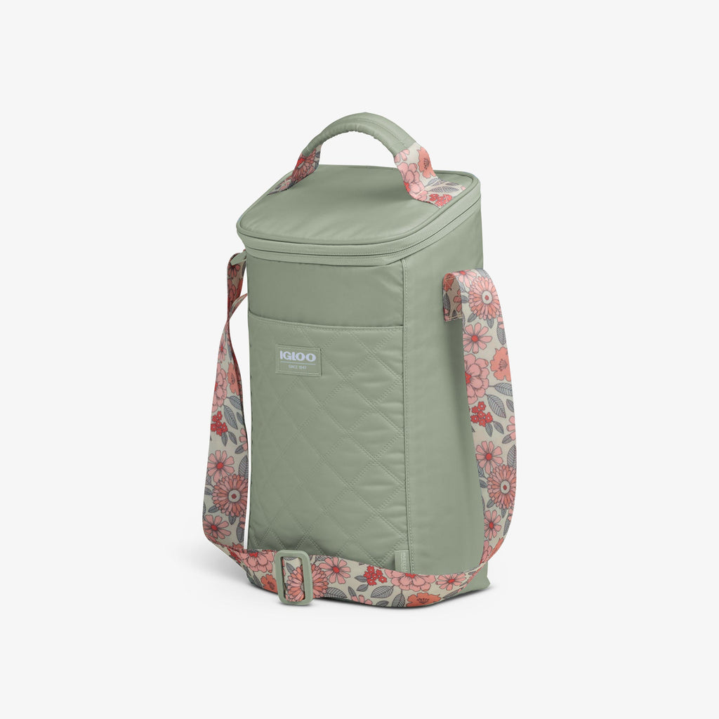 Floral MaxCold® DUO Vertical Crossbody Cooler Bag J6 - Sage - Product View