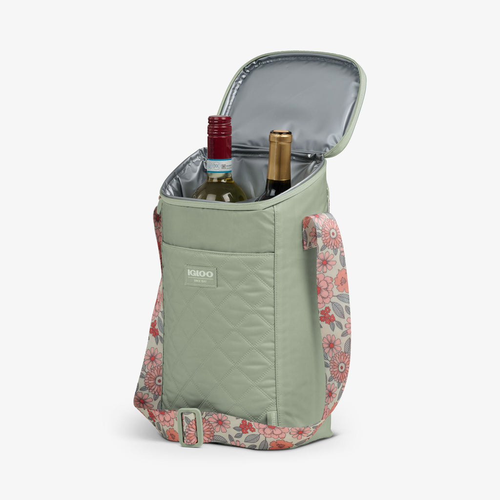 Floral MaxCold® DUO Vertical Crossbody Cooler Bag J6 - Sage - Product View
