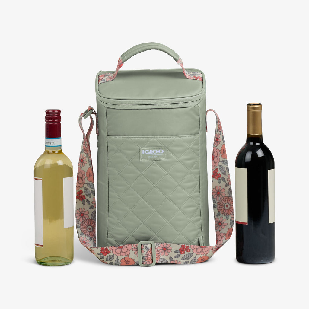 Floral MaxCold® DUO Vertical Crossbody Cooler Bag J6 - Sage - Product View