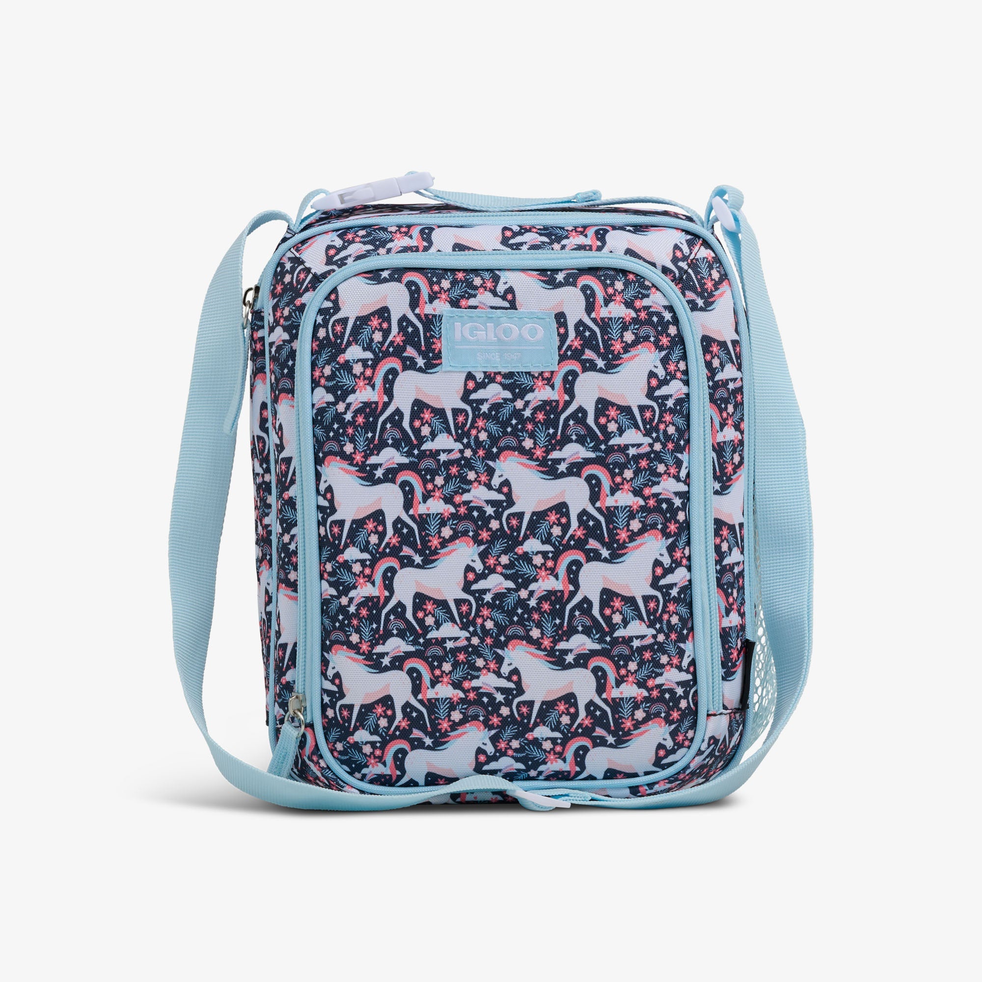 Kids Lunch Vertical Cooler + Bento Box U9 - Unicorns - Front View