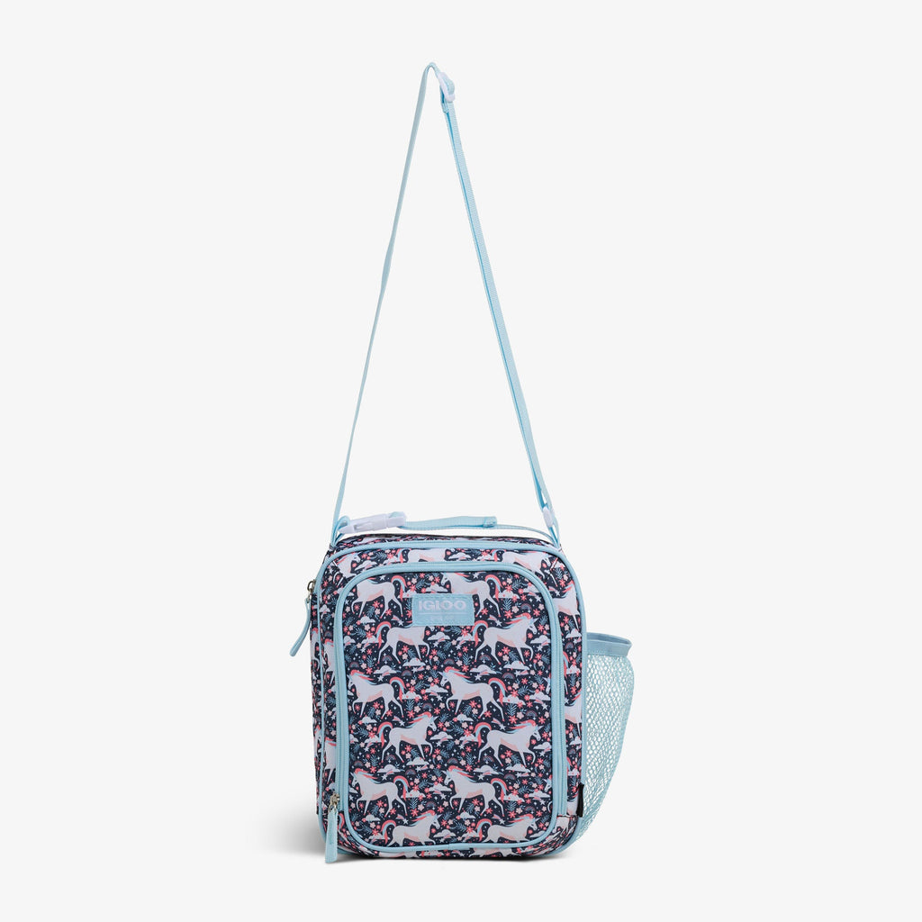 Kids Lunch Vertical Cooler + Bento Box U9 - Unicorns - Strap View