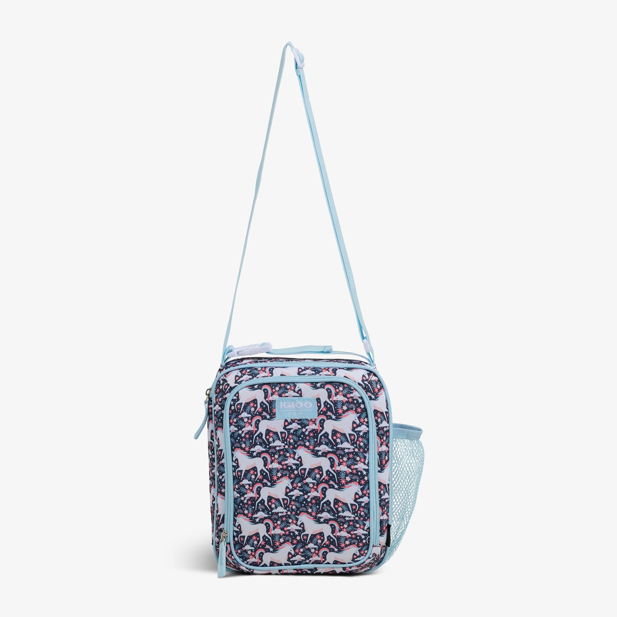 Kids Lunch Vertical Cooler + Bento Box U9 - Unicorns - Strap View