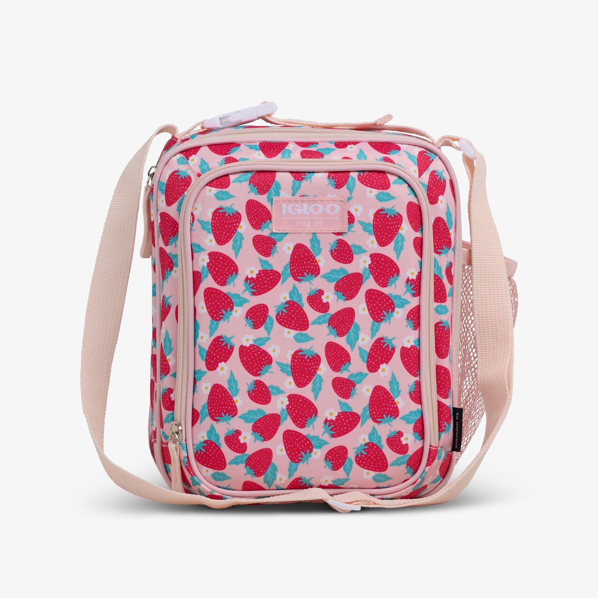 Kids Lunch Vertical Cooler + Bento Box U9 - Strawberries - Front View