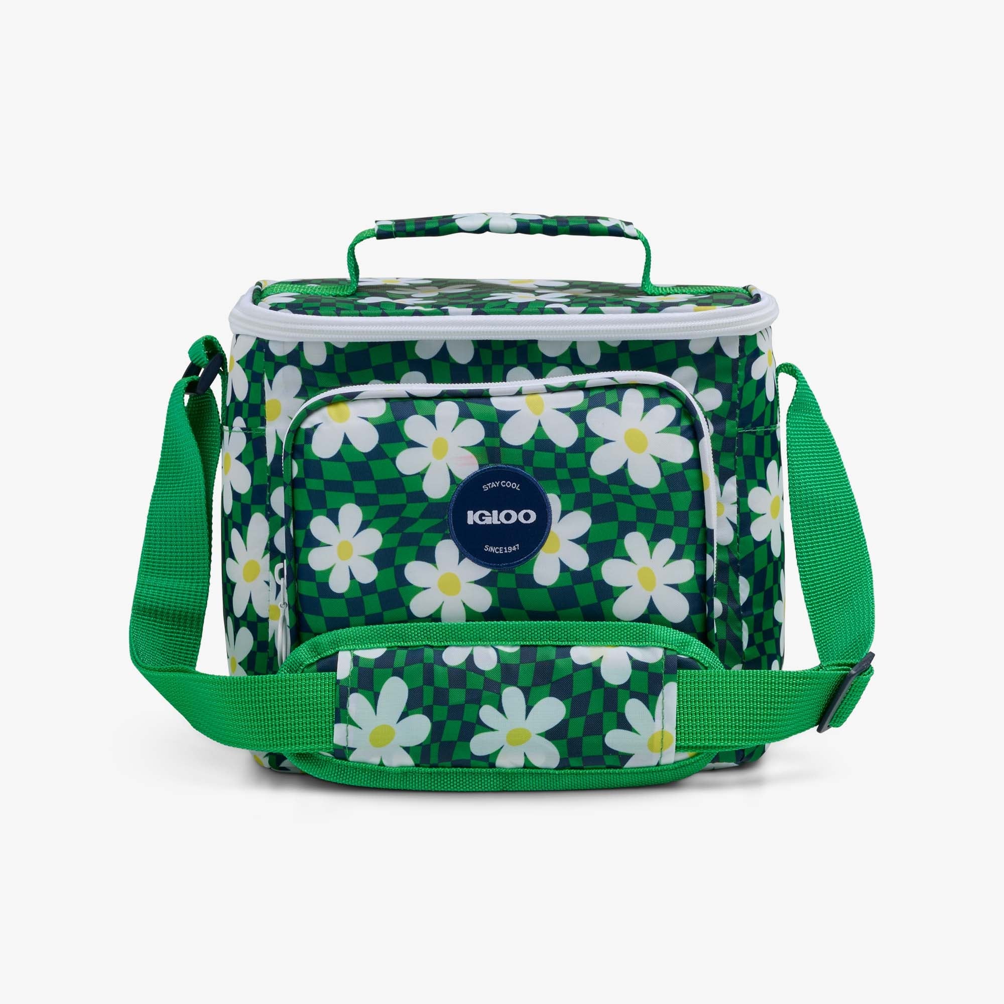 Retro Square Lunch Bag L2 - Psychedelic Daisy - Front View