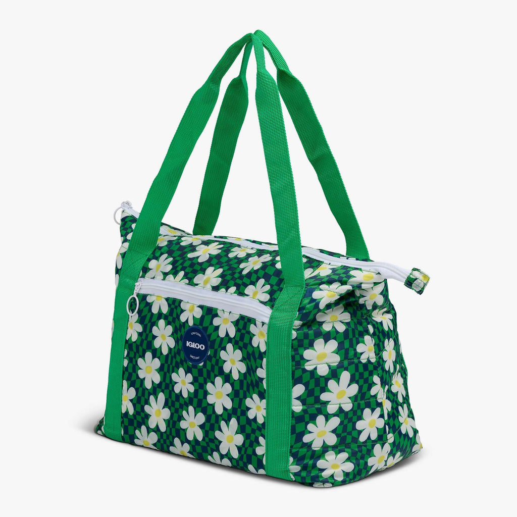 Retro Packable Puffer 20-Can Cooler Bag P3 - Psychedelic Daisy - Product View