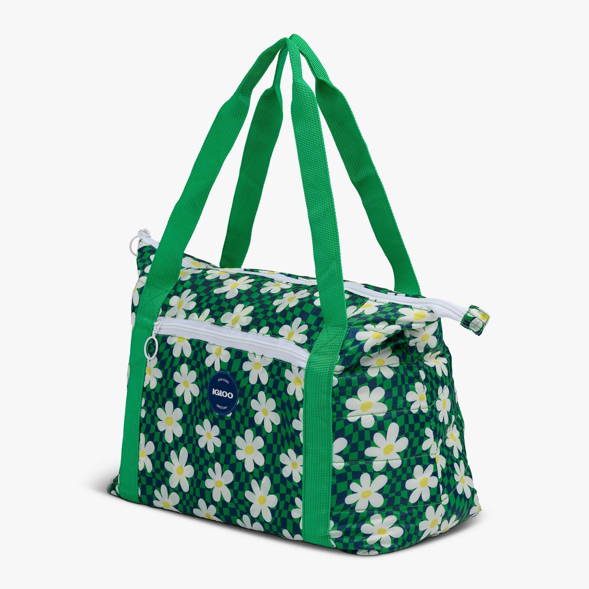 Retro Packable Puffer 20-Can Cooler Bag P3 - Psychedelic Daisy - Product View