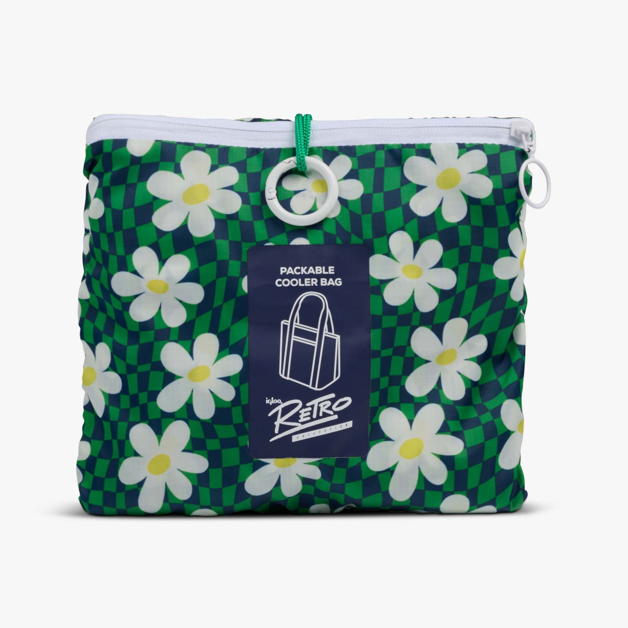 Retro Packable Puffer 20-Can Cooler Bag P3 - Psychedelic Daisy - Product View