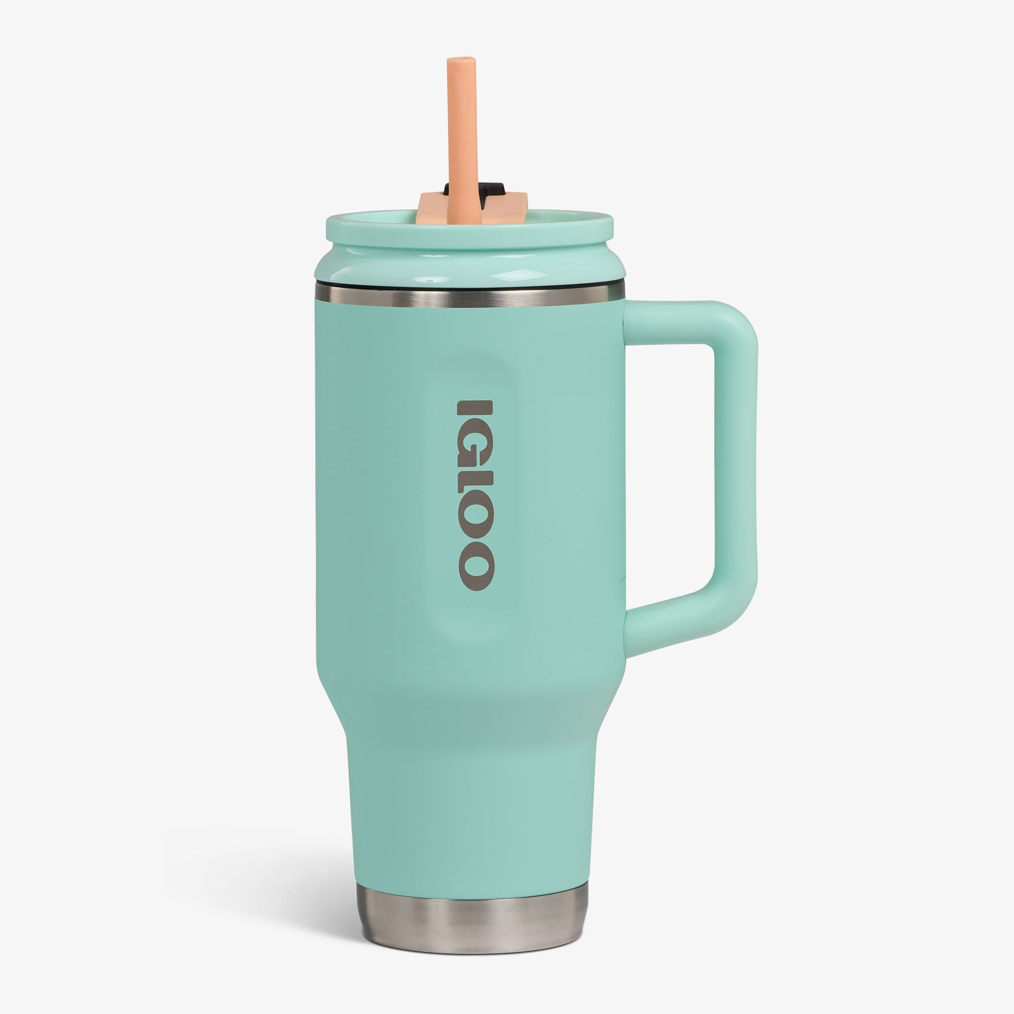 32 Oz Flip ‘n’ Sip Travel Mug E4 - Seafoam Green - Seafoam Green - Custom - Strap View