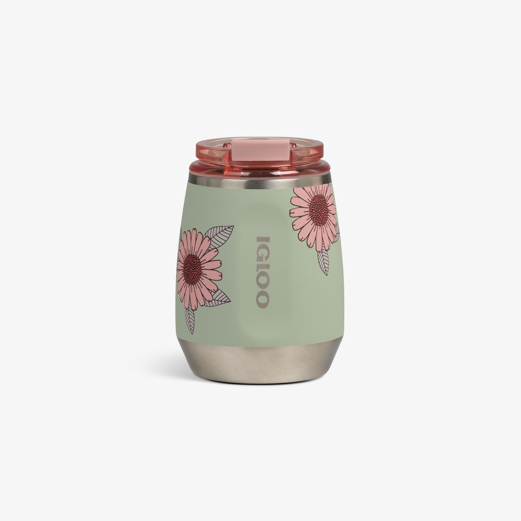 Floral 10 Oz Wine Tumbler E6 - Sage - Front View