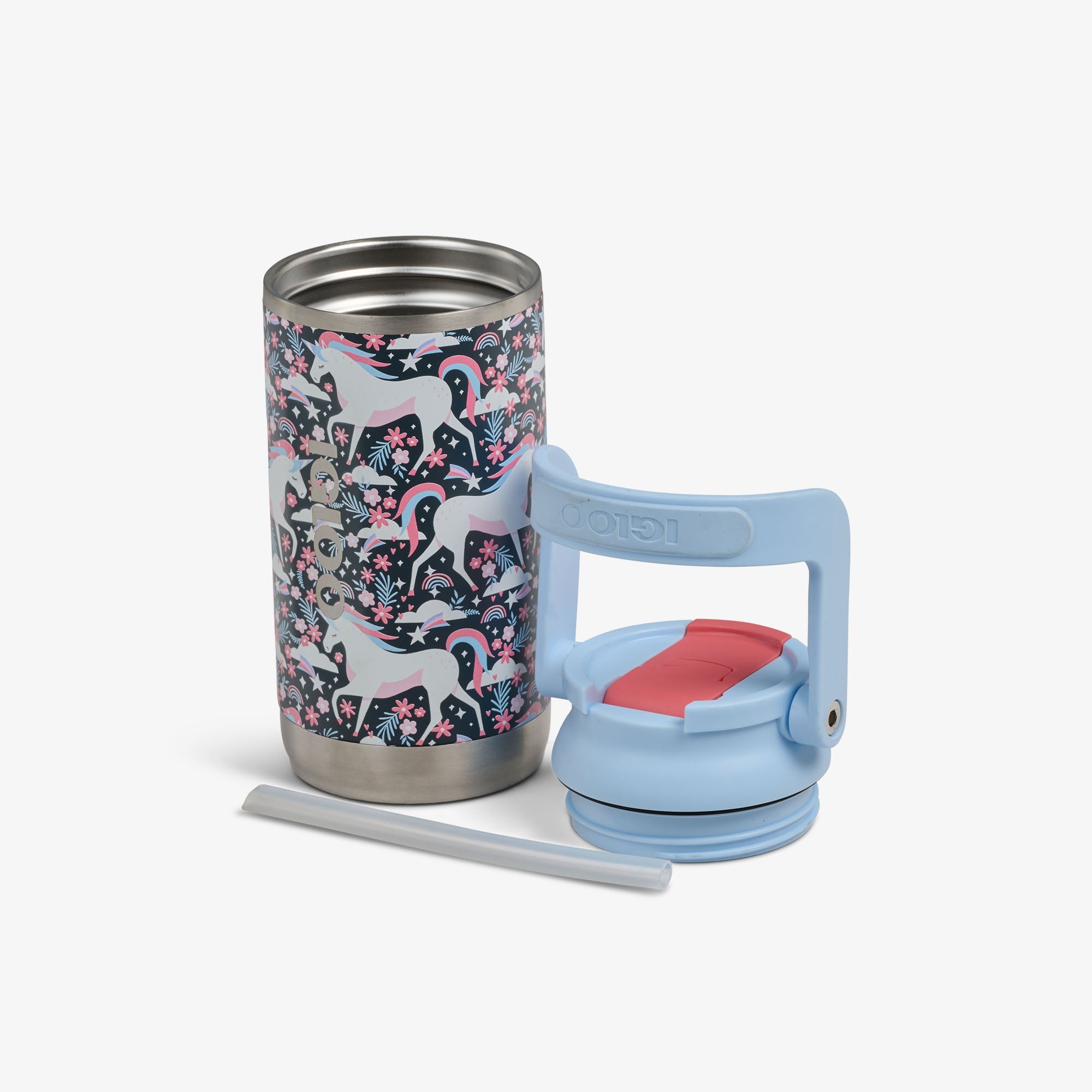 Kids Lunch 12 Oz Sipper Bottle C3 - Unicorns - Open View