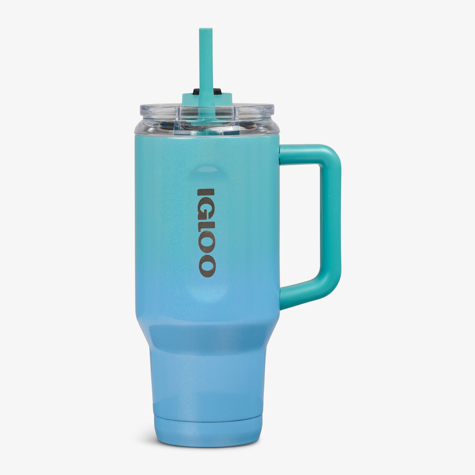 32 Oz Flip ‘n’ Sip Travel Mug E4 - Gradient Teal - Strap View