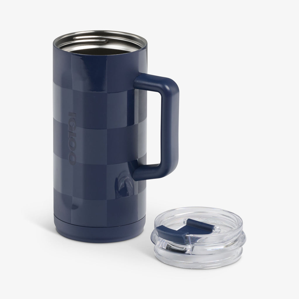 1L Beer Mug B6 - Navy Check - Open View